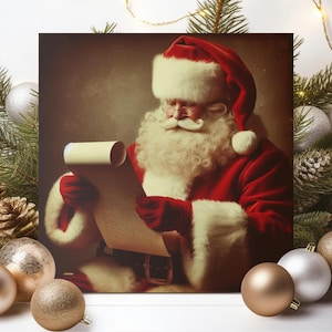 Vintage Santa Claus Canvas Wall Art, Christmas Home Decor, Santa Painting, Santa Print, Ready to Hang Canvas