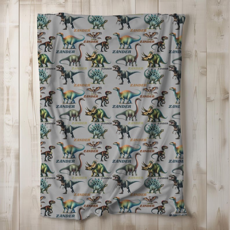 Personalized Dinosaur Blanket: Soft Custom Name Dino Gift - Etsy