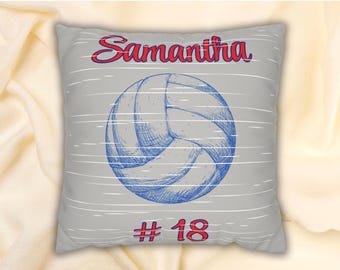 Personalized Volleyball Pillow, Custom Name and Number, Faux Suede