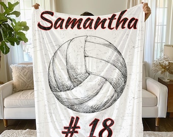 Personalized Volleyball Sherpa Blanket – Custom Name and Number