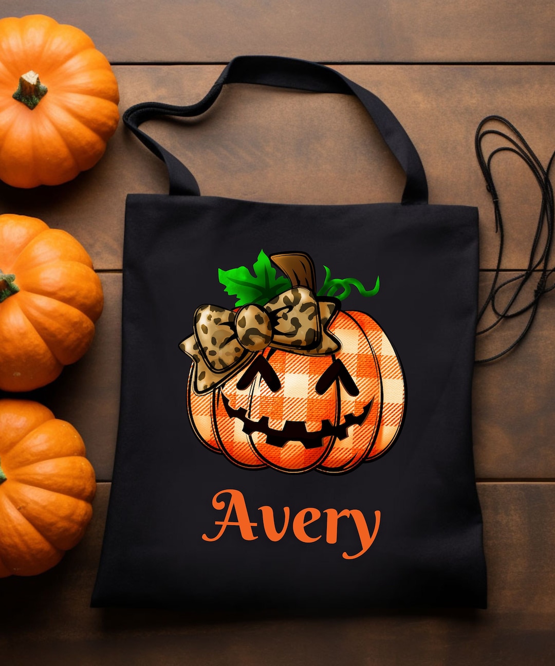 Personalized Pumpkin Trick or Treat Bag, Custom Name Halloween Tote for ...
