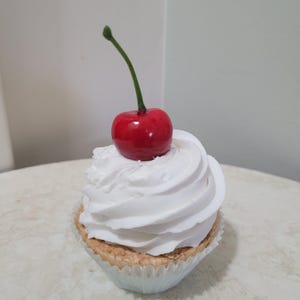 Fake Cherry Cupcake, Fake Vanilla Cupcake, Fake White Frosting Cupcake, Home Decor Cupcake