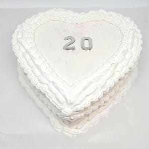 Heart Fake Cake, Heart Fake Decor Cake, Number Fake Cake, White Fake Vintage Cake Prop