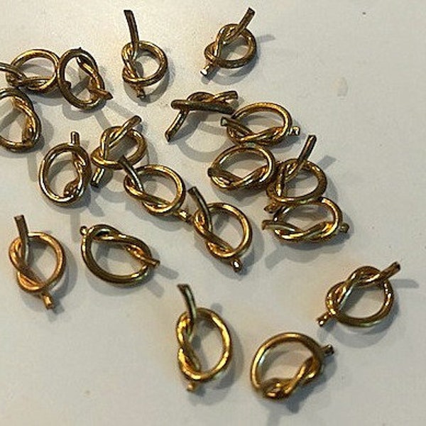 Brass Knot Charms or Dangles Naturally Oxidized - 12