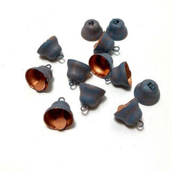 Small Liberty Bells in Blue Patina Finish-Small Blue Metal Bells Sealed for Protection - 12