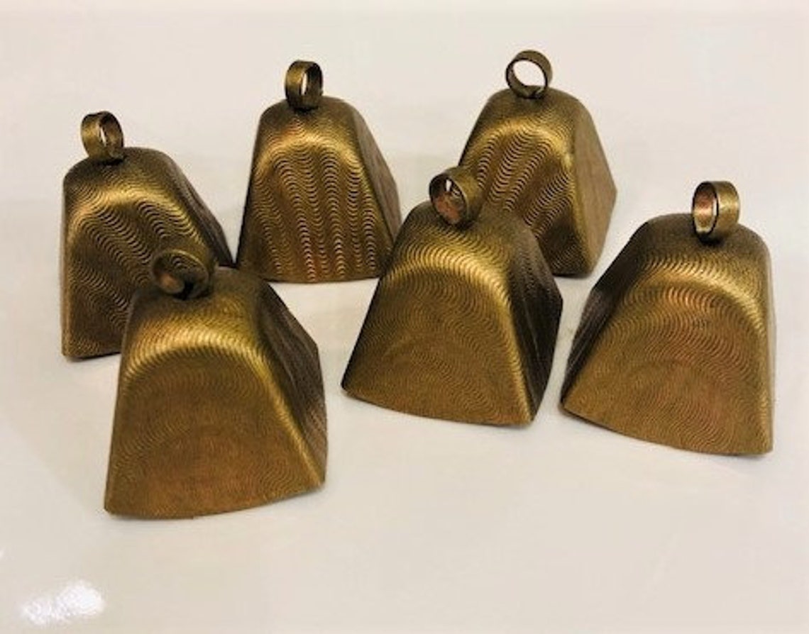 Large Cow Bells GOLD METALLIC Textured Finish Vintage Sealed Etsy