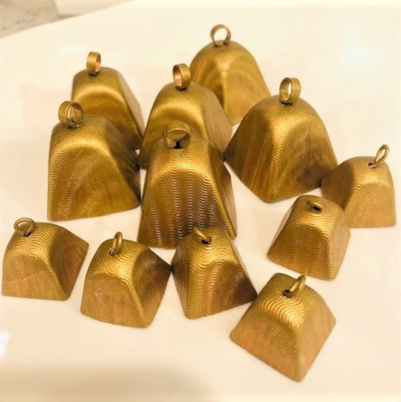 Small Cow Bells GOLD METALLIC Shabby Chic Textured Metal With Etsy