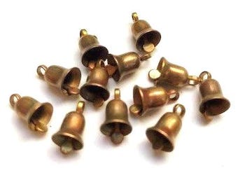 Tiny Non-Ringing OXIDIZED Brass Bells: Bell Charms, Findings - 24 Bells