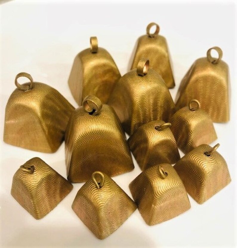 Large Cow Bells GOLD METALLIC Textured Finish Vintage Sealed Etsy