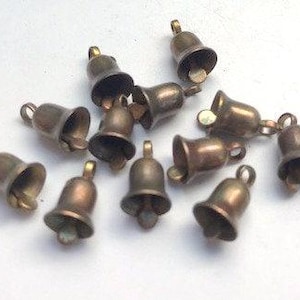 Tiny Bells Small OXIDIZED Solid Brass Liberty Bells - Non Ringing - Lot of 24