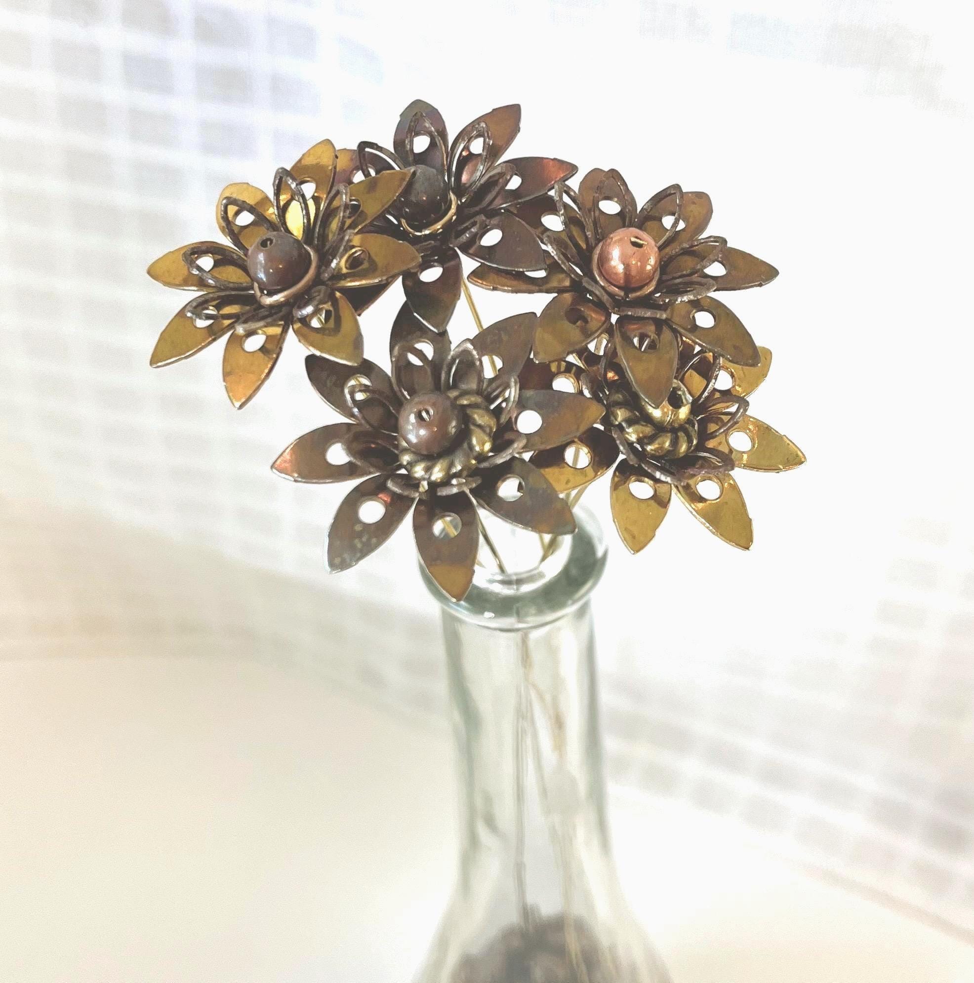 USA VINTAGE FLOWER DESIGN METAL BANGLE/アメリカ古着お花デザイン 