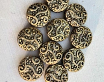 Brass Connectors Etched Round Beads Components Bronze Ox Solid Weight Findings - 10