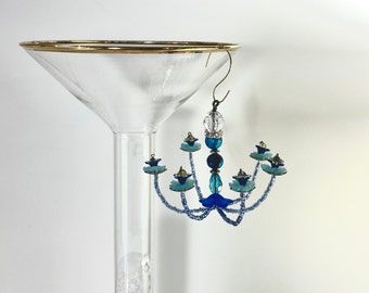 Miniature Dollhouse Chandelier Mini House Fixture Tiny Chandelier Hanging Light-Blue & Silver