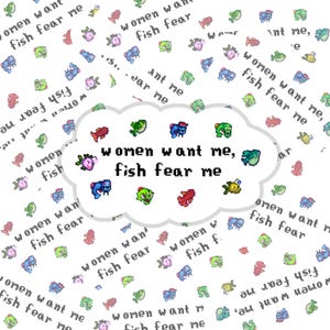 Stardew Valley Holographic Sticker | Women Want Me, Fish Fear Me Funny Legendary Fish Vinyl Decal