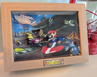 Mario Kart Shadow Box * 3D Layered Paper Diorama * Retro Nintendo Gamer Art * Geek Decor