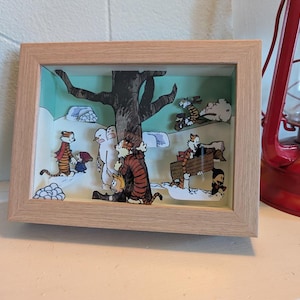 Calvin and Hobbes Shadow Box 3D Diorama (winter)