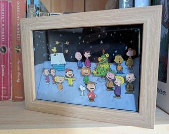 Charlie Brown Peanuts Shadow Box 3D Diorama (Christmas Xmas)