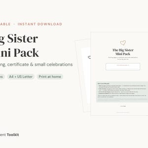 Big Sister Gift Printable | New Baby Coloring Pages + Certificate | Toddler Sibling Pack Instant Download image 2