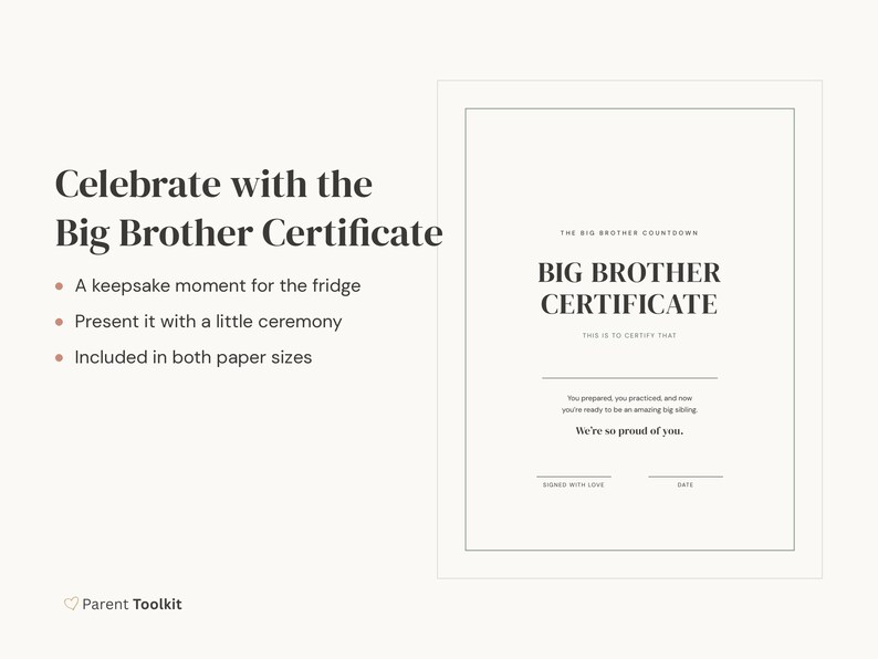 Big Brother Countdown Calendar Printable | New Baby Sibling Prep Kit | Toddler Gift Instant Download image 5