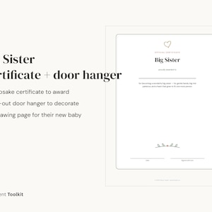 Big Sister Gift Printable | New Baby Coloring Pages + Certificate | Toddler Sibling Pack Instant Download image 5