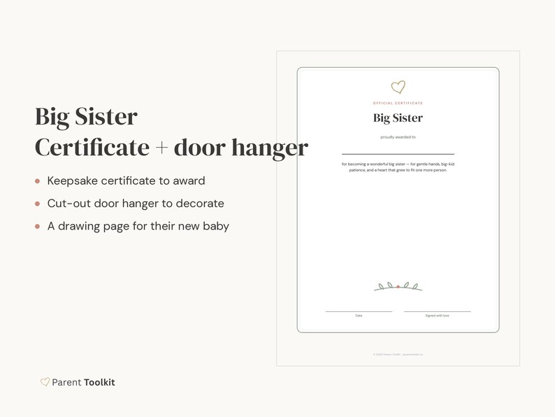 Big Sister Gift Printable | New Baby Coloring Pages + Certificate | Toddler Sibling Pack Instant Download image 5
