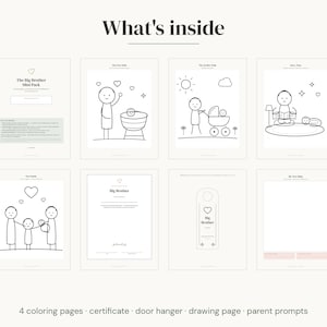 Big Brother Gift Printable | New Baby Coloring Pages + Certificate | Toddler Sibling Pack Instant Download image 3