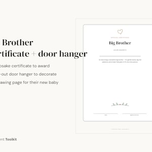Big Brother Gift Printable | New Baby Coloring Pages + Certificate | Toddler Sibling Pack Instant Download image 5