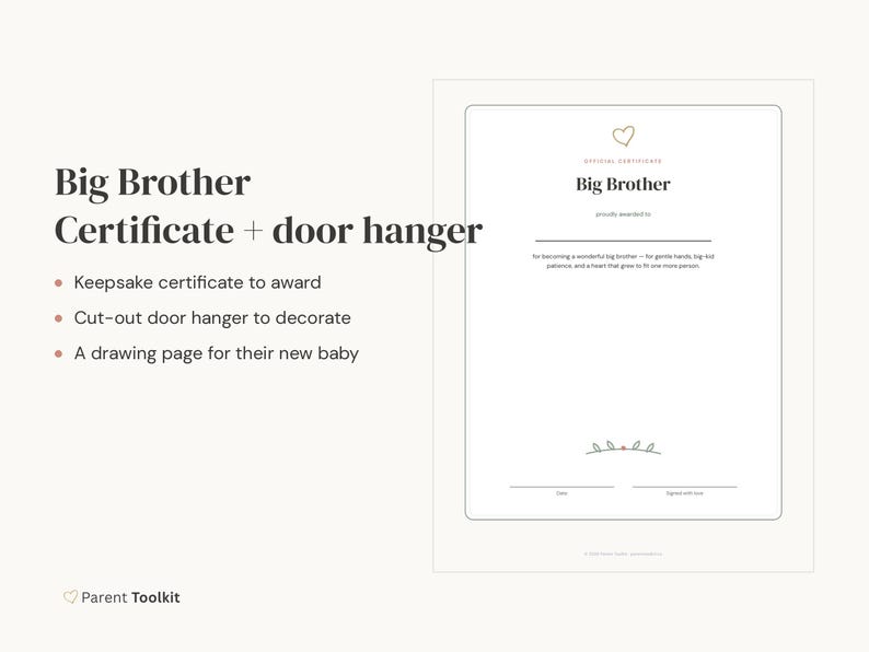 Big Brother Gift Printable | New Baby Coloring Pages + Certificate | Toddler Sibling Pack Instant Download image 5