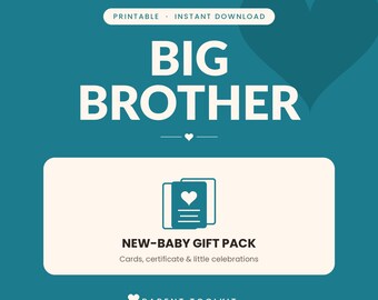 Big Brother Gift Printable | New Baby Coloring Pages + Certificate | Toddler Sibling Pack Instant Download
