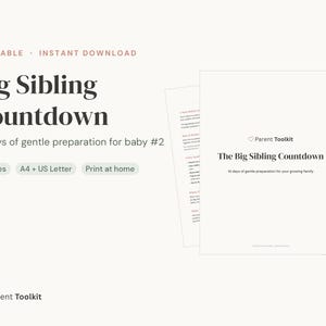 Big Sibling Countdown Calendar Printable | New Baby Sibling Prep Kit | Toddler Gift Instant Download image 2