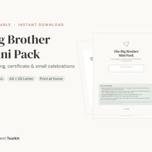 Big Brother Gift Printable | New Baby Coloring Pages + Certificate | Toddler Sibling Pack Instant Download image 2