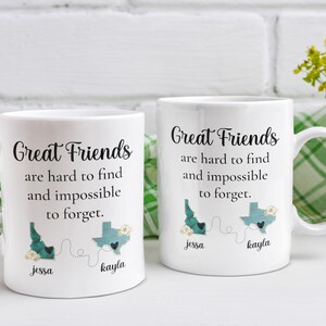 Tolle Freunde Tasse Fernfreundschaft Geschenk Personalisierte State Map Tasse Benutzerdefiniertes Geschenk für die beste Freundin Fernfreundschaftstasse für Sie