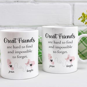 Benutzerdefinierte große Freunde Becher Fern Freundschaft Geschenk personalisierte State Map Becher beste Freundin Geschenk Fern Becher für Sie