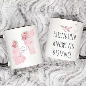 Benutzerdefinierte Freundschaft kennt keine Distanz Staat zu Staat Becher benutzerdefinierte Beziehung Tasse beste Freundin Gif