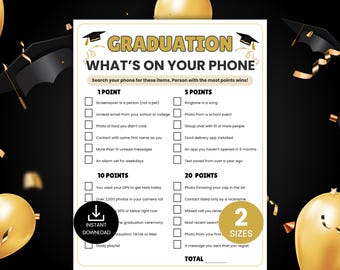 Graduation What's On Your Phone Game, Grad Party Game, Class of 2026, High School College Graduation Activity, Group Icebreaker