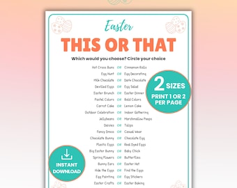 Easter This or That Game, Easter Would You Rather Quiz, Easter Party Game for Kids & Adults, Family Easter Brunch Game, Classroom Activity