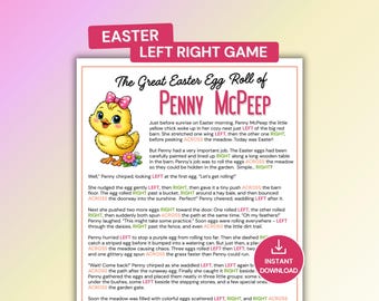 Easter Left Right Game, Pass the Prize for Kids & Families, Pass the Gift Story, Spring Party Game, Printable Right Left Classroom Activity