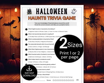 Halloween Trivia Game, Halloween Haunts Trivia, Printable Halloween Party Game for Teens & Adults, Spooky Game Night Quiz, Fall Trivia Game
