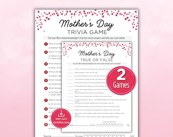 Mother's Day Trivia Game, Printable Mother's Day Quiz, Mother's Day Brunch Game for Kids and Adults, Family Reunion Activity, Mom Party Game