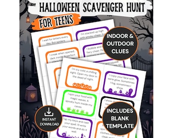 Halloween-speurtocht voor tieners, Halloween-speurtocht binnen, Halloween-jacht buiten, aanwijzingen Halloween-speurtocht voor oudere kinderen