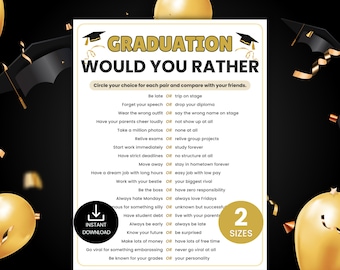 Graduation Would You Rather Game, Grad Party Game, Class of 2026 Icebreaker, High School College Graduate Activity