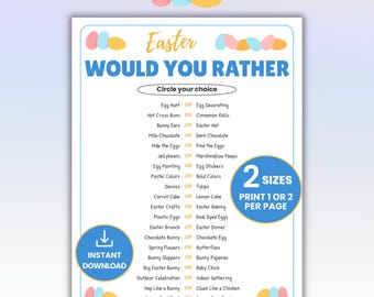 Easter Would You Rather Game, Easter Party Game Kids & Families, Classroom Spring Activity, Church Group Icebreaker, Office Team Building