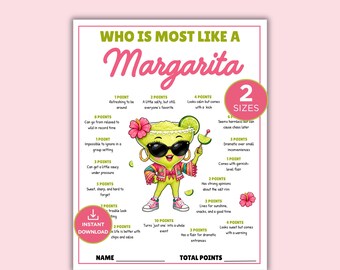 Who Is Most Like A Margarita Game,  Margs and Matrimony Bachelorette Game, Taco Party Icebreaker, Mexican Fiesta Activity