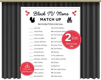 Black TV Moms Match Up Game, Printable Mother's Day Party Game, Black Mama TV Trivia, Mommy To Be Quiz, Baby Shower Activity