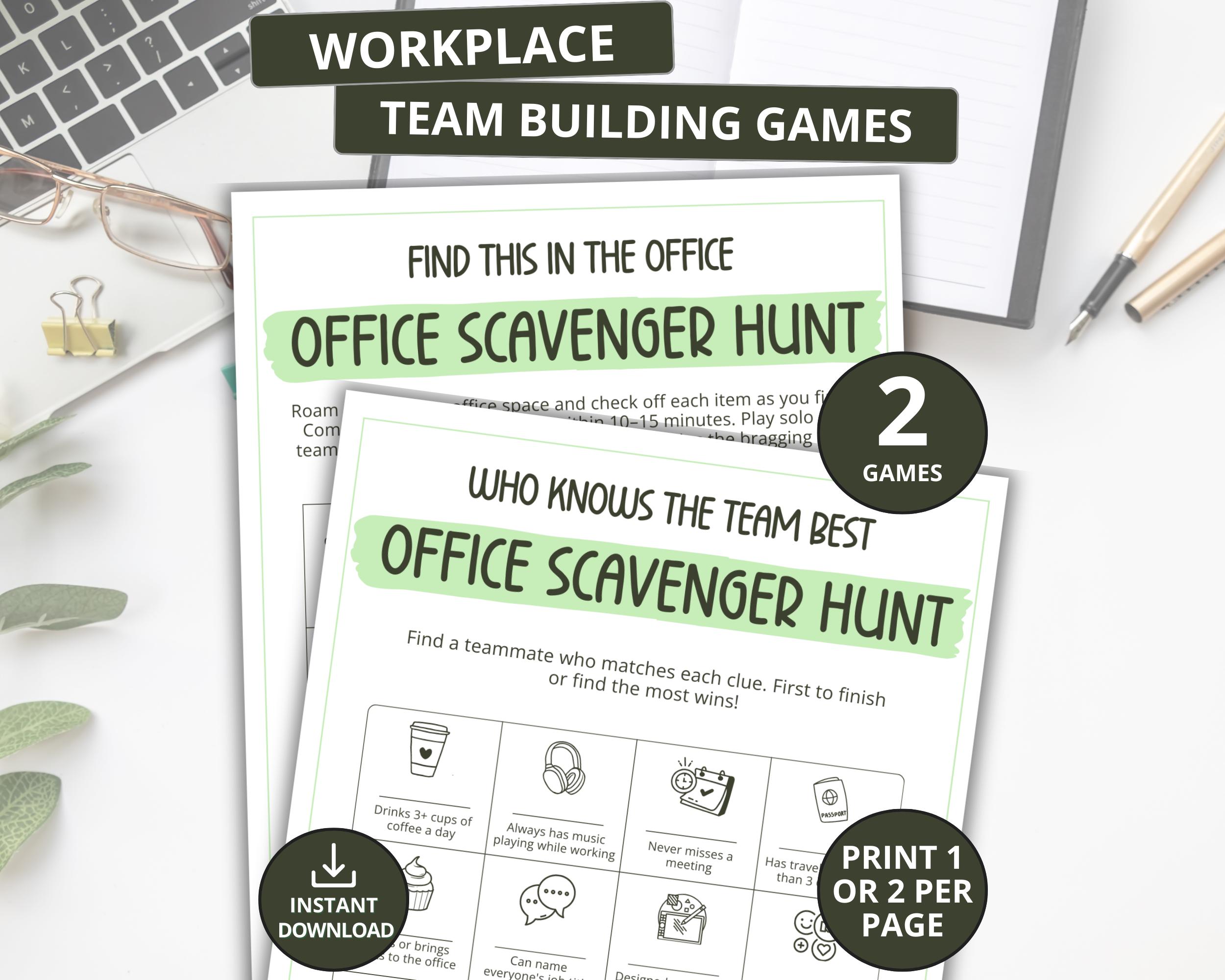 Office Scavenger Hunt Games, Printable Team Building Games, Work Ice ...