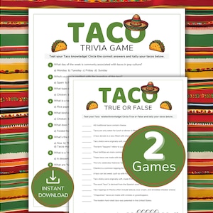 Taco Trivia Game, Printable Taco Tuesday Quiz, Fun Taco Party Game, Taco Day Game, Family Mexican Fiesta Party Game, Cinco de Mayo Activity