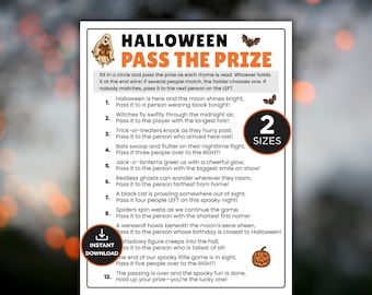 Halloween Pass The Prize Game, Spooky Left Right Game, Halloween Party Game for Kids Teens Adults, Printable  Team Building Activity