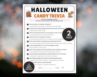Halloween Candy Trivia Game, Sweet Treats Quiz for Teens & Adults, Candy History Office Party Challenge, Printable Candy Buffet Activity