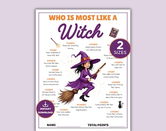 Who Is Most Like A Witch Game, Halloween Party Game for Teens & Adults, Wicked Witch Birthday Activity, Printable Spooky Group Icebreaker