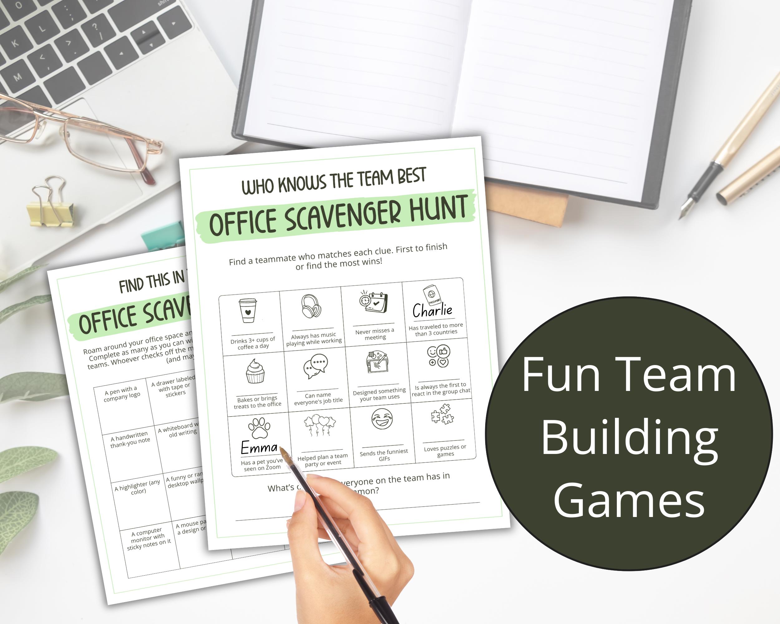 Office Scavenger Hunt Games, Printable Team Building Games, Work Ice ...